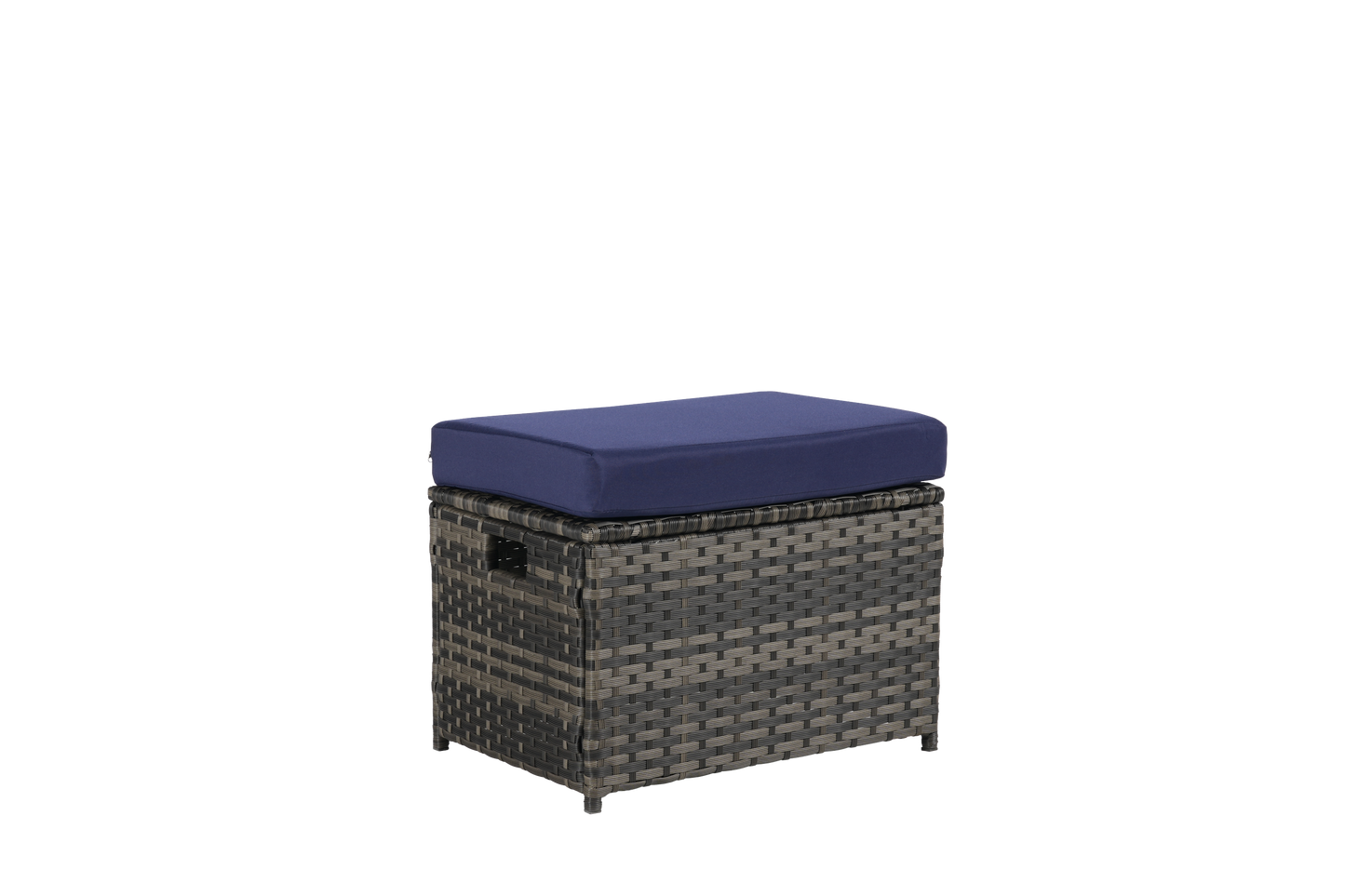 Outdoor Patio Rattan Set 6 Piece Seats 8 Dark Blue