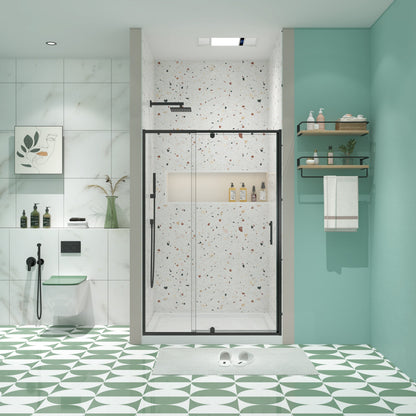 56-60in W x 71in H Pivot Swing Glass Shower Door, Matte Black, 6mm Clear SGCC