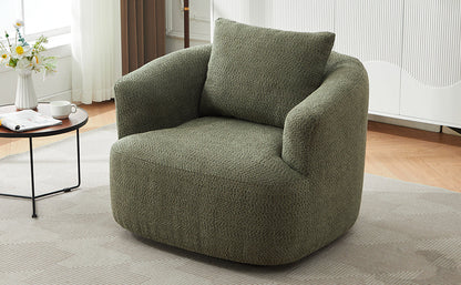 Accent Chair Swivel Barrel Chenille Green 360 Degree Pocket Spring 38 In
