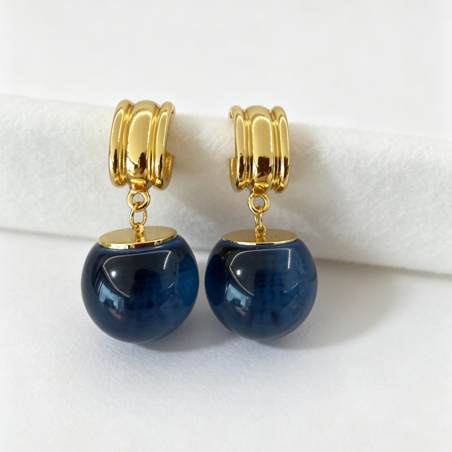 Monet Garden Colorful Crystal Ball C-Shaped Earrings French Style