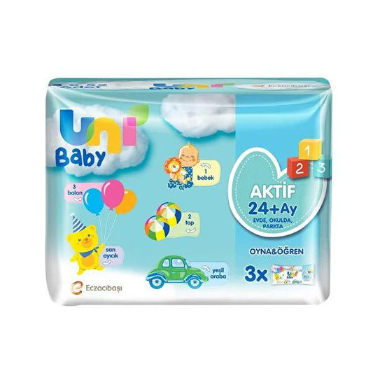 Uni Baby Wipes Play & Learn 3x52 Count - Gentle, Educational Baby Wipes for Sensitive Skin