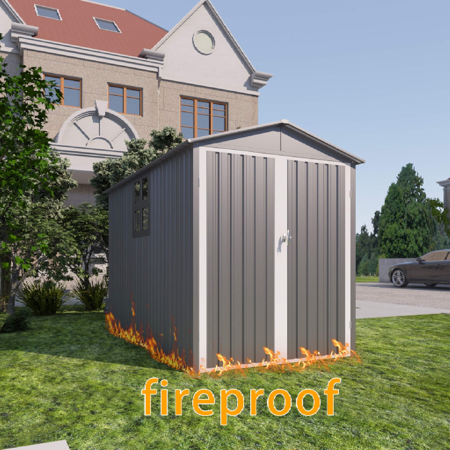 [05X10FT] Alora Large Weatherproof Outdoor Motocycle And Tools Storage Shed (SAK91642)