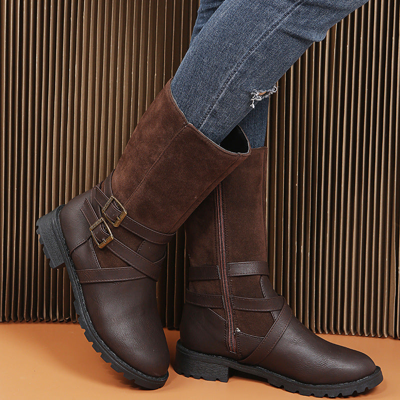 Square Heel Large Size Women's Shoe  Low Heel Casual Foot Belt