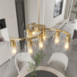 6/9-Light Modern Farmhouse Chandelier | Black, Chrome or Gold with Clear Glass Shades — Adjustable Height, Dimmable, Dining Room & Kitchen Island