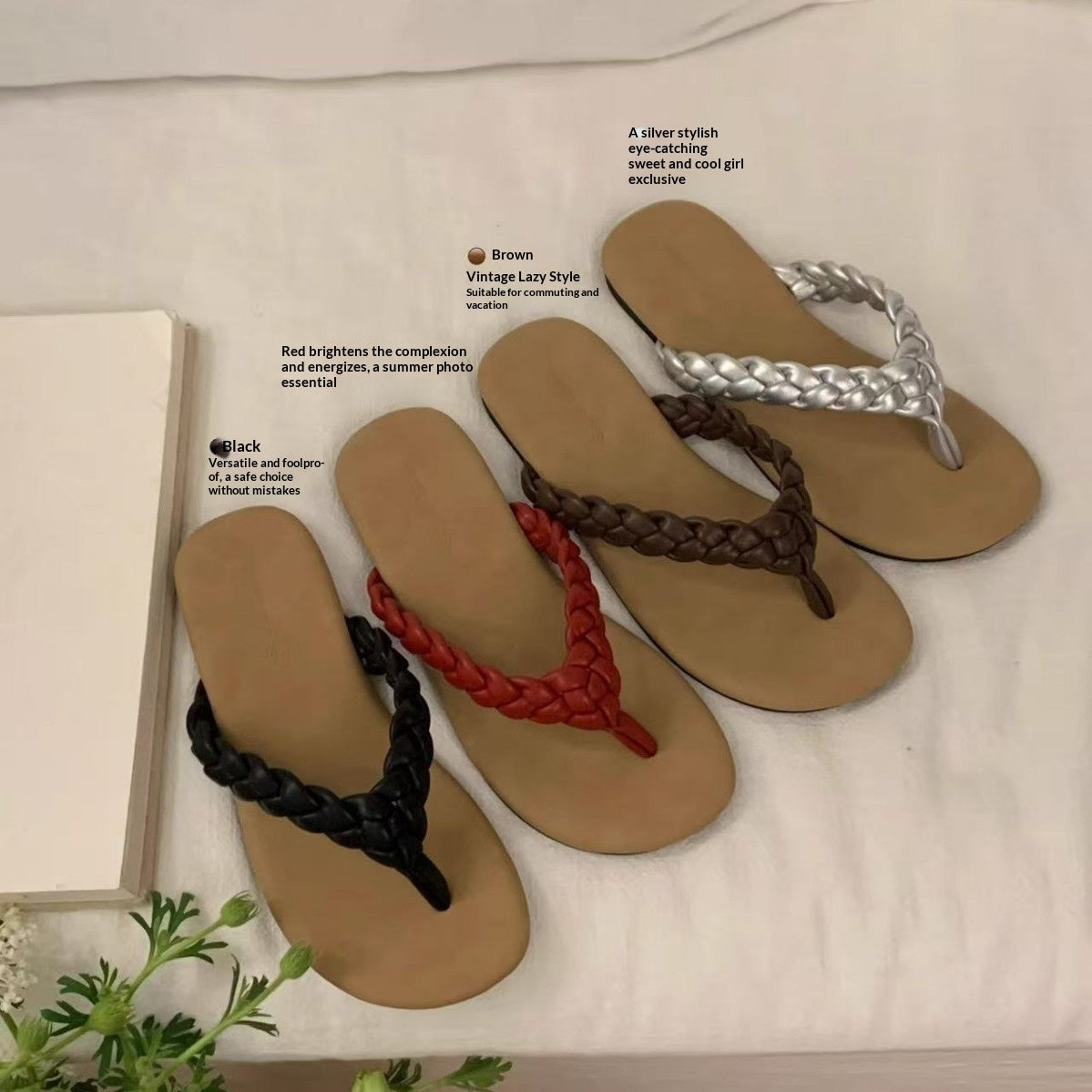 Retro Flat Minimalist Woven Flip-flops