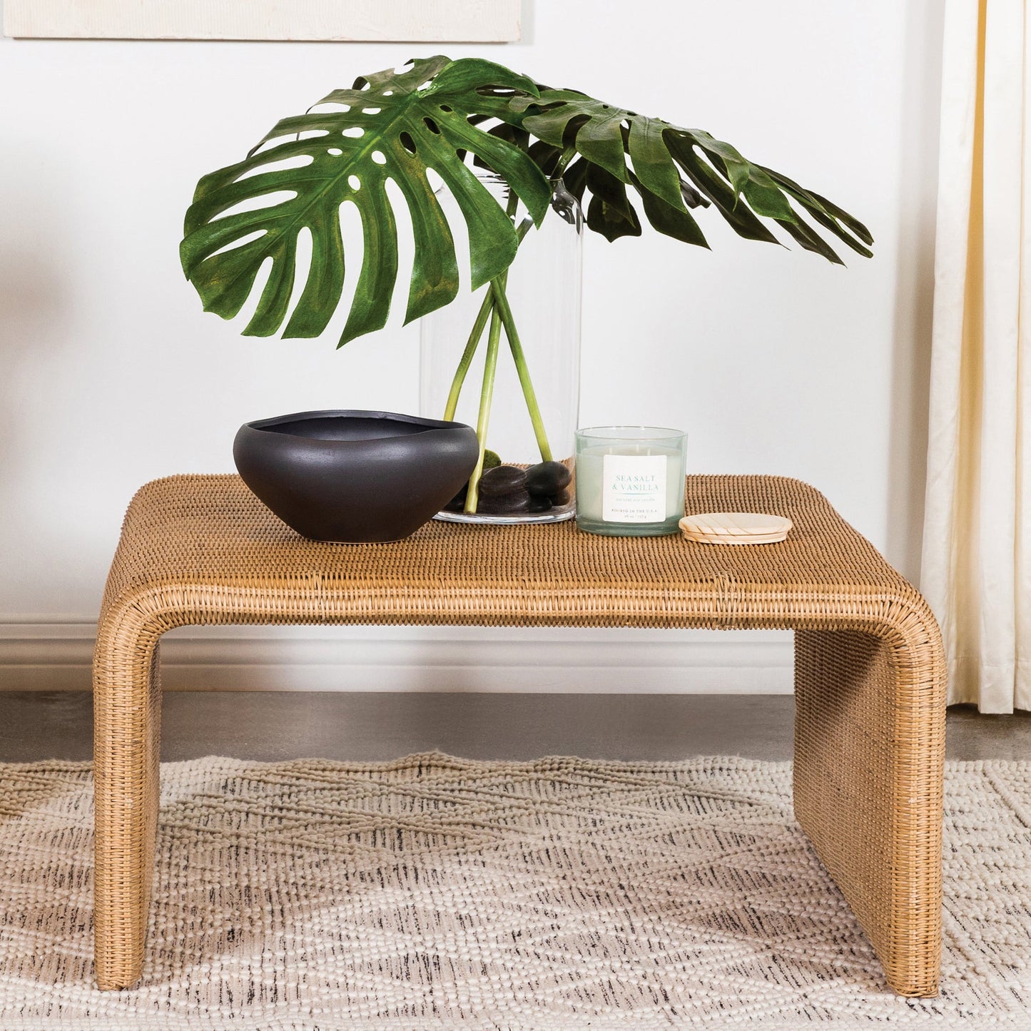 Square Woven Rattan Coffee Table, Natural