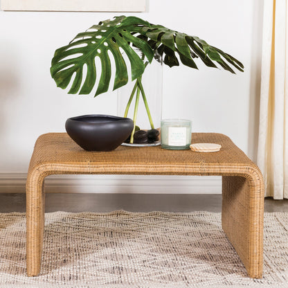 Square Woven Rattan Coffee Table, Natural