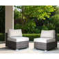 Outdoor Sectional Set HDPE Wicker Aluminum Brown Armless 2 Piece 300 LB