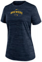 Nike Womens MLB Authentic Collection Velocity T-Shirt (US Alpha Small Regular Regular Navy Milwaukee Brewers)
