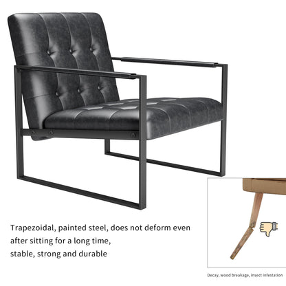 Office Chair Modern Metal Black Upholstered Pull-Out Backrest 46x25x28 in