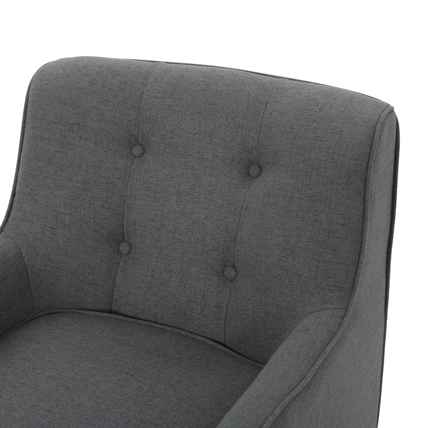 Accent Chair Mid-Century Charcoal Fabric Tufted Back Wood Legs 25x30x31 In