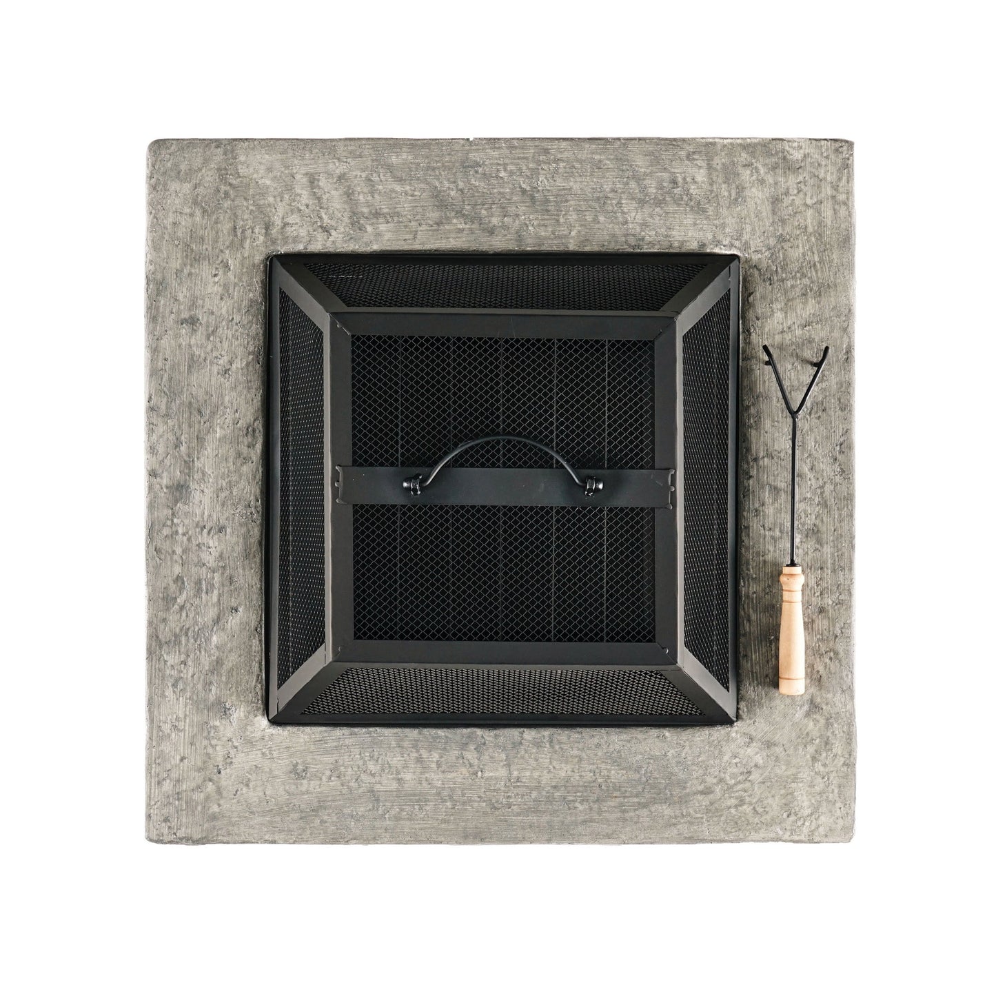 28' Outdoor Wood Burning Magnesium Oxide Fire Pit with Lid, Stone Gray
