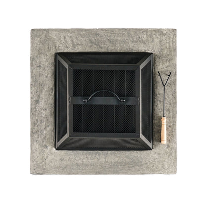 28' Outdoor Wood Burning Magnesium Oxide Fire Pit with Lid, Stone Gray