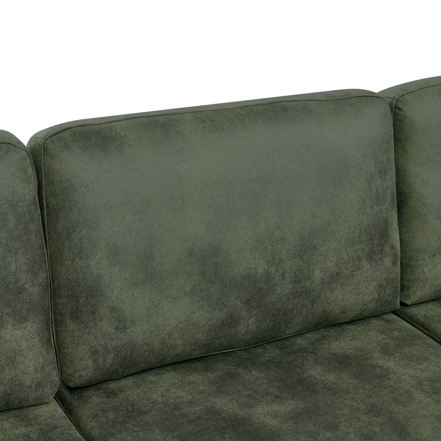 Sectional Sofa Modular Faux Leather Olive 6 Seat 124 In