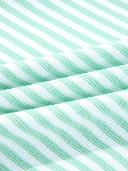 Stripe Quarter Zip Collar Long Sleeve Top