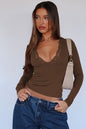 Lace Detail V-Neck Long Sleeve T-Shirt
