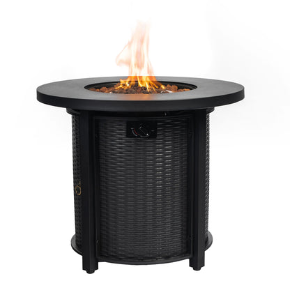 30 Inch Round Propane Gas Fire Pit Table 50000 BTU, Black
