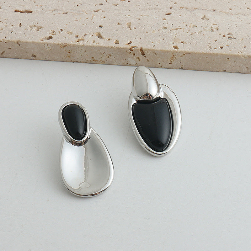 New Chinese Style Accessories Irregular Stitching Black Onyx Necklace Women