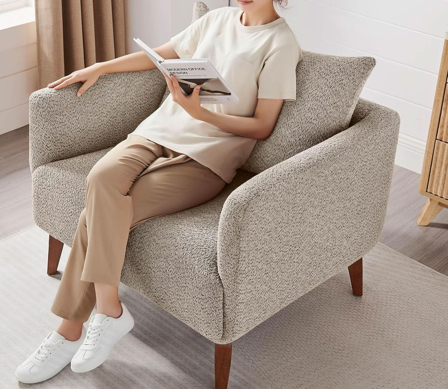 Oversized Camel Upholstered Accent Chair Living Room