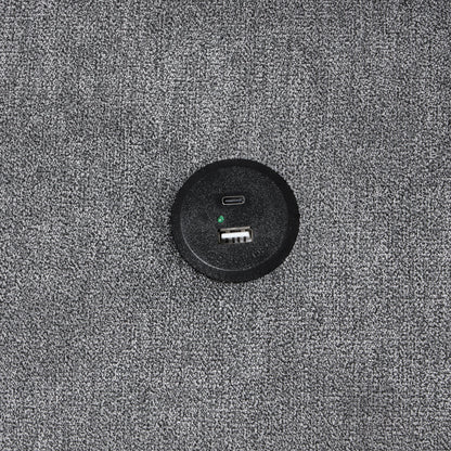 Sectional Sofa U-Shape Chenille Gray 5 Seat USB Ports Pull-Out 109 In