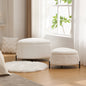 Ivory Faux Fur Upholstered Storage Ottoman Set with Metal Legs