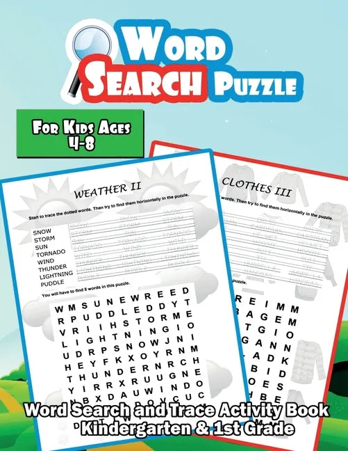 Word Search Puzzle for Kids Ages 4-8: A Large Print Word Search and Trace Activity Book - Kindergarten and 1st Grade Vocabulary - Paperback