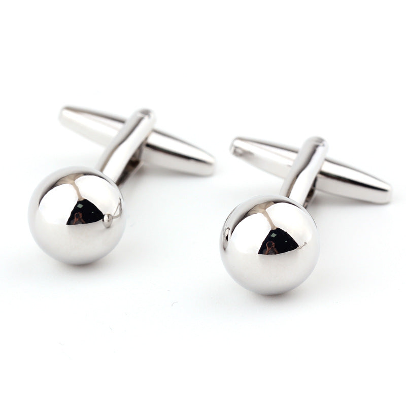 Silver Steel Ball Shape Metal Cufflinks French Shirt Men's Cufflink