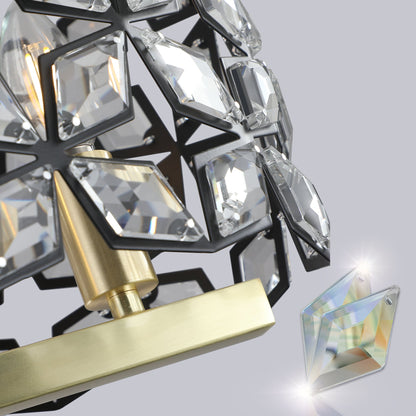 Chandelier Crystal Black Gold Geometric Modern Pendant 39 In