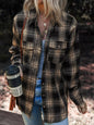 Plaid Double Flap Pocket Brushed Shacket