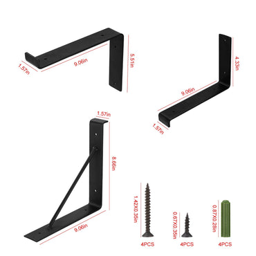 2-Pack Heavy Duty L-Shaped Shelf Brackets with Screws