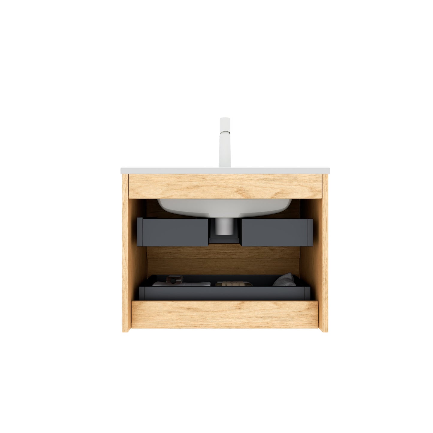 24' Bathroom Vanity with Sink, Wall-Mounted Floating Plywood Bathroom Storage