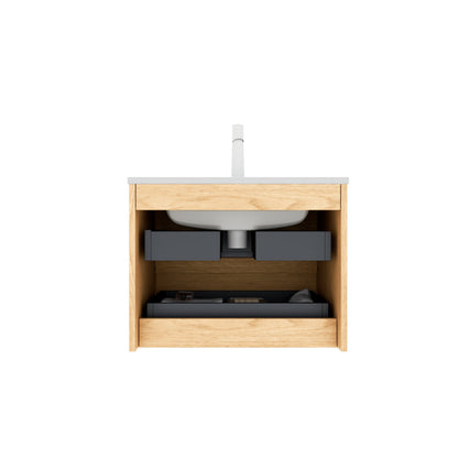 24' Bathroom Vanity with Sink, Wall-Mounted Floating Plywood Bathroom Storage