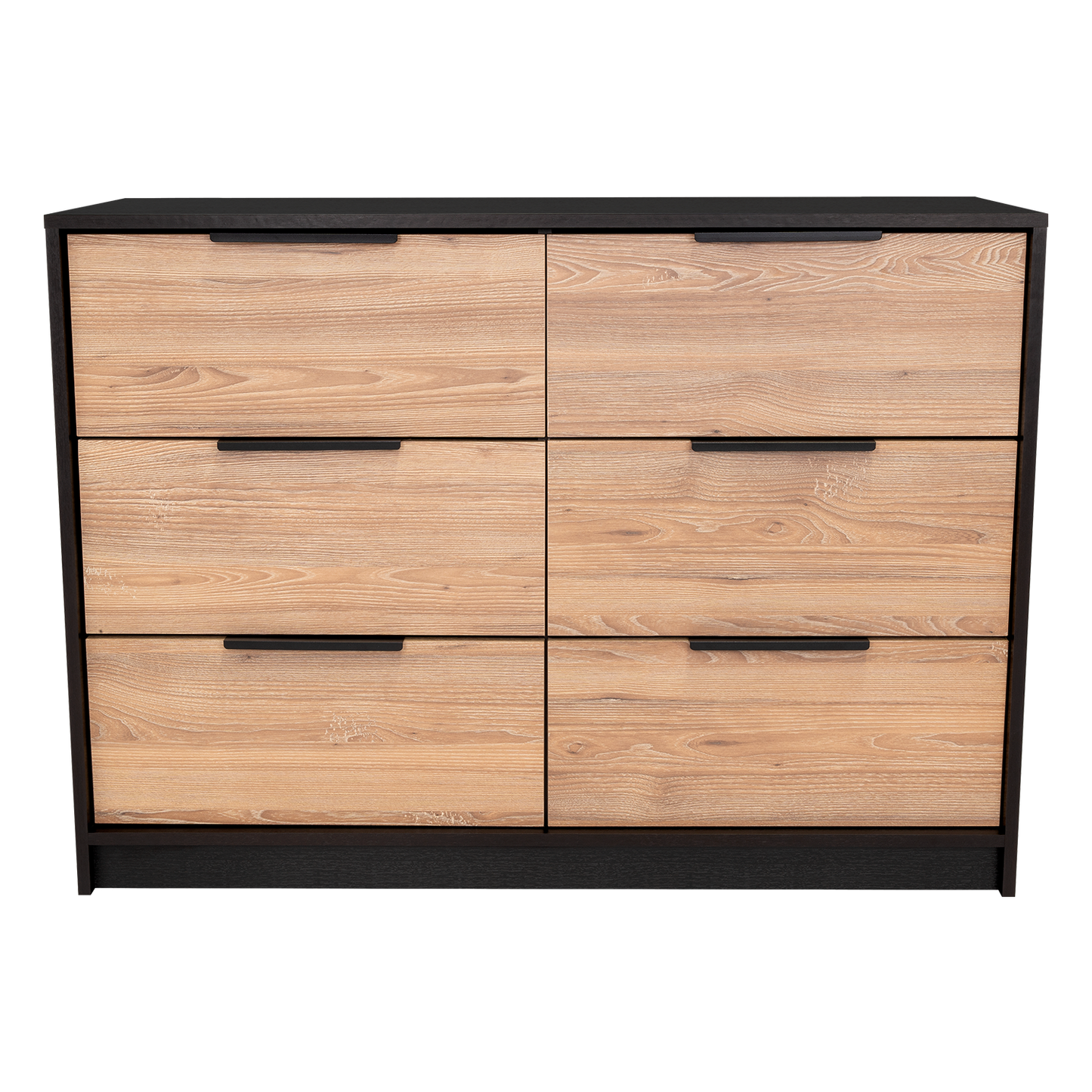 Dresser Modern 4-Drawer Pine Particle Board Black Handles Set of 2 42.1 In