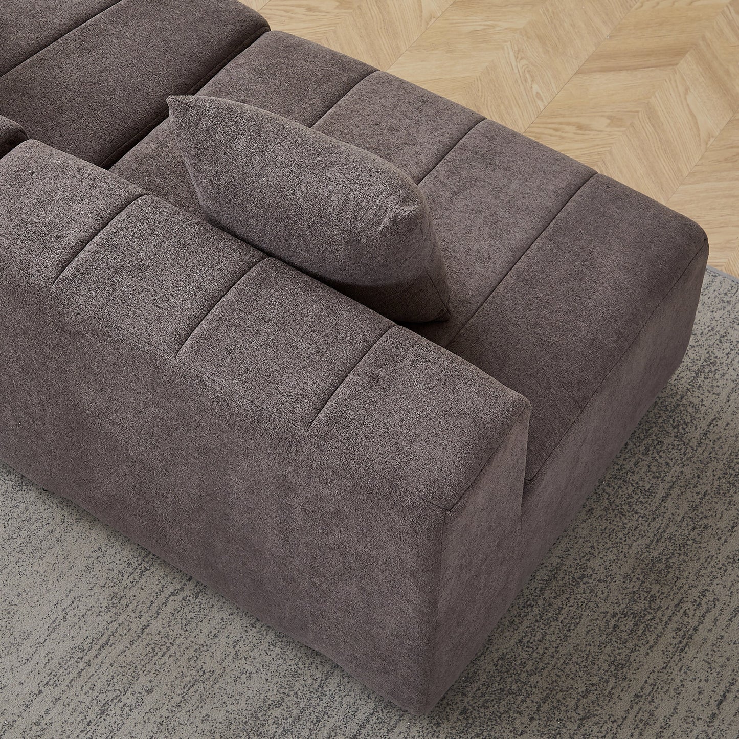 Loveseat Modular Chenille Gray 2 Seat Piano Key Design
