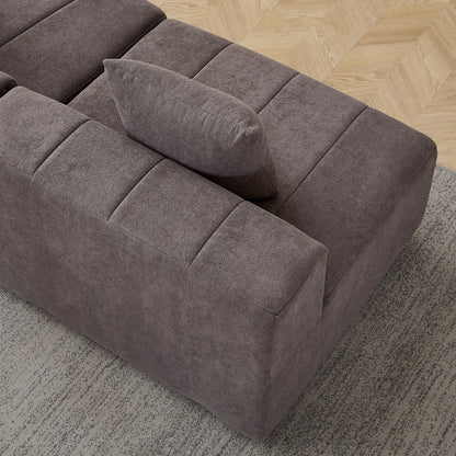 Loveseat Modular Chenille Gray 2 Seat Piano Key Design