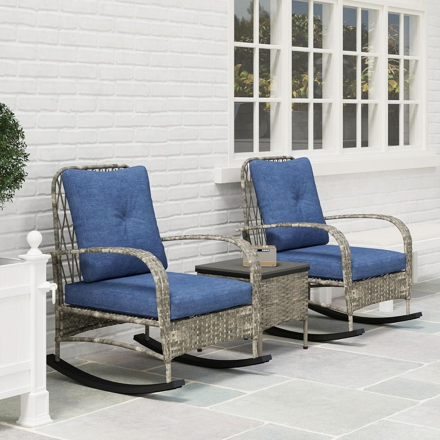Stylish Three Piece Wicker Patio Furniture Set