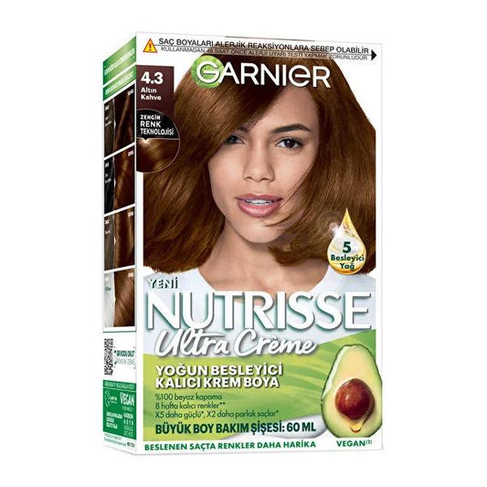 Garnier Nutrisse Nourishing Hair Dye - Permanent Hair Color with 5 Nourishing Oils, Vegan & Cruelty-Free