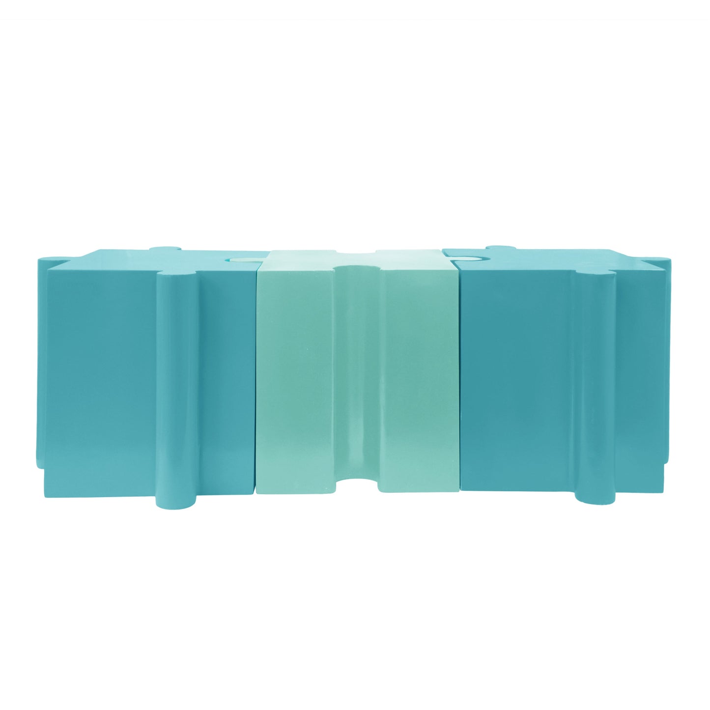 Puzzle Art Side Table Modular Convex Edge MGO Table Indoor and Outdoor Light Blue