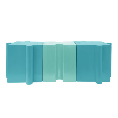 Puzzle Art Side Table Modular Convex Edge MGO Table Indoor and Outdoor Light Blue