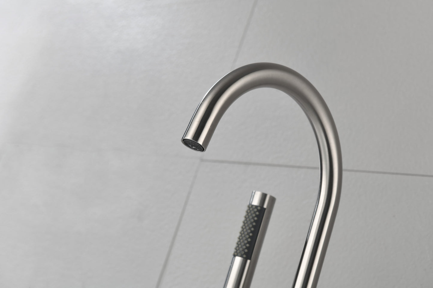 Floor Mounted Tub Faucet High Flow Freestanding Tub Filler with Handheld Shower Swivel