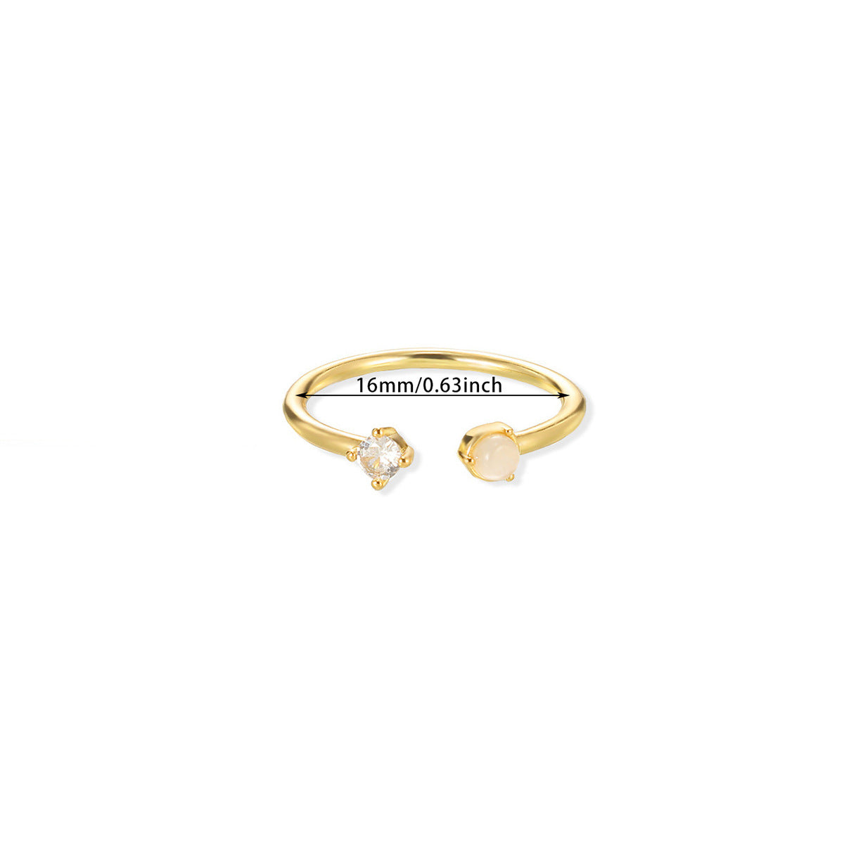 European And American Light-luxury 2-color Birthstone Peach-heart Zircon Stainless Steel 18K Gold-plated Womens Ring