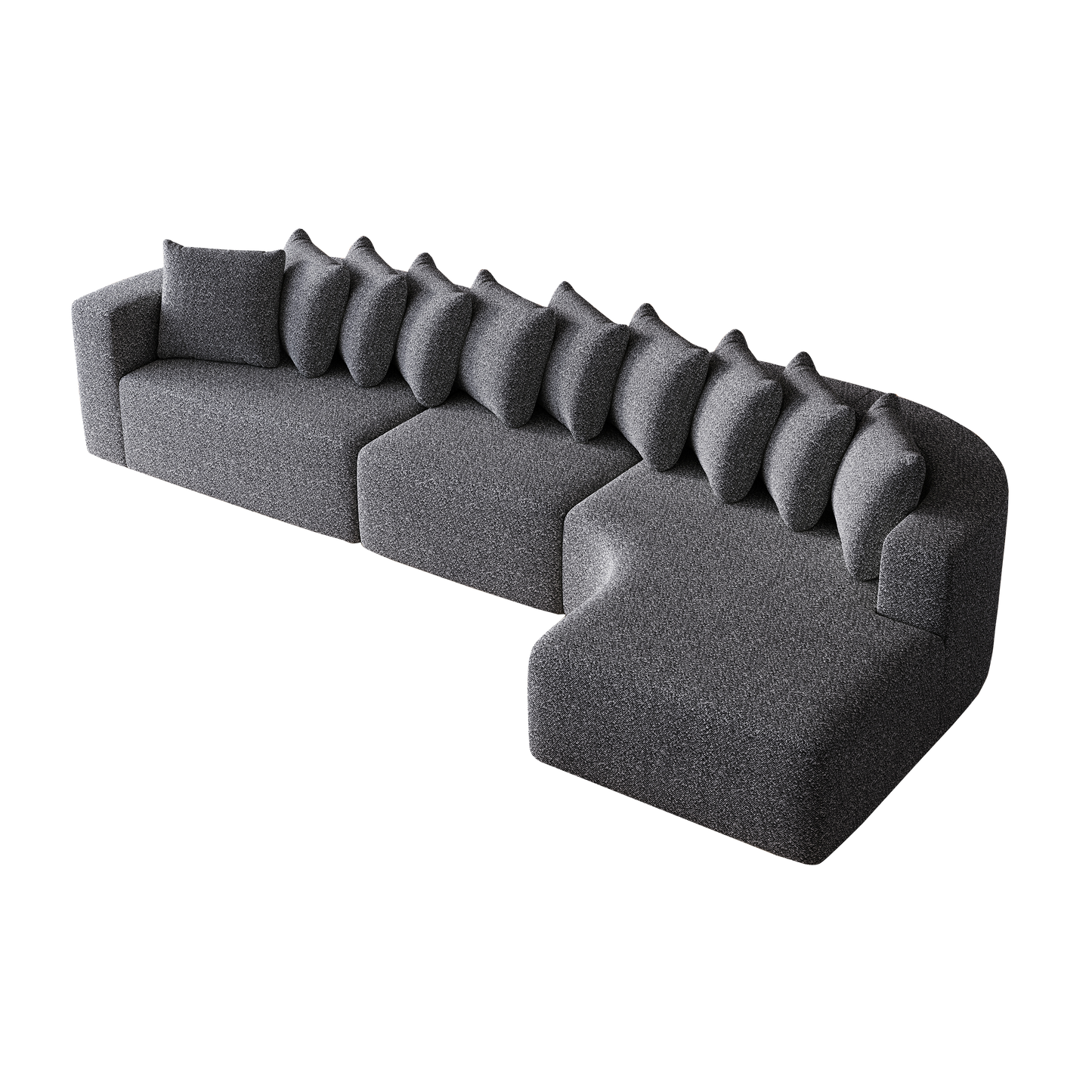 Cloud Sectional Sofa 131" Gray Chenille 3-Seat Right Chaise
