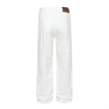 Loose Denim Pants Men's Street Trend Loose Straight Leg Trousers Pure Color Floor-Length Wide-Leg Long Pants