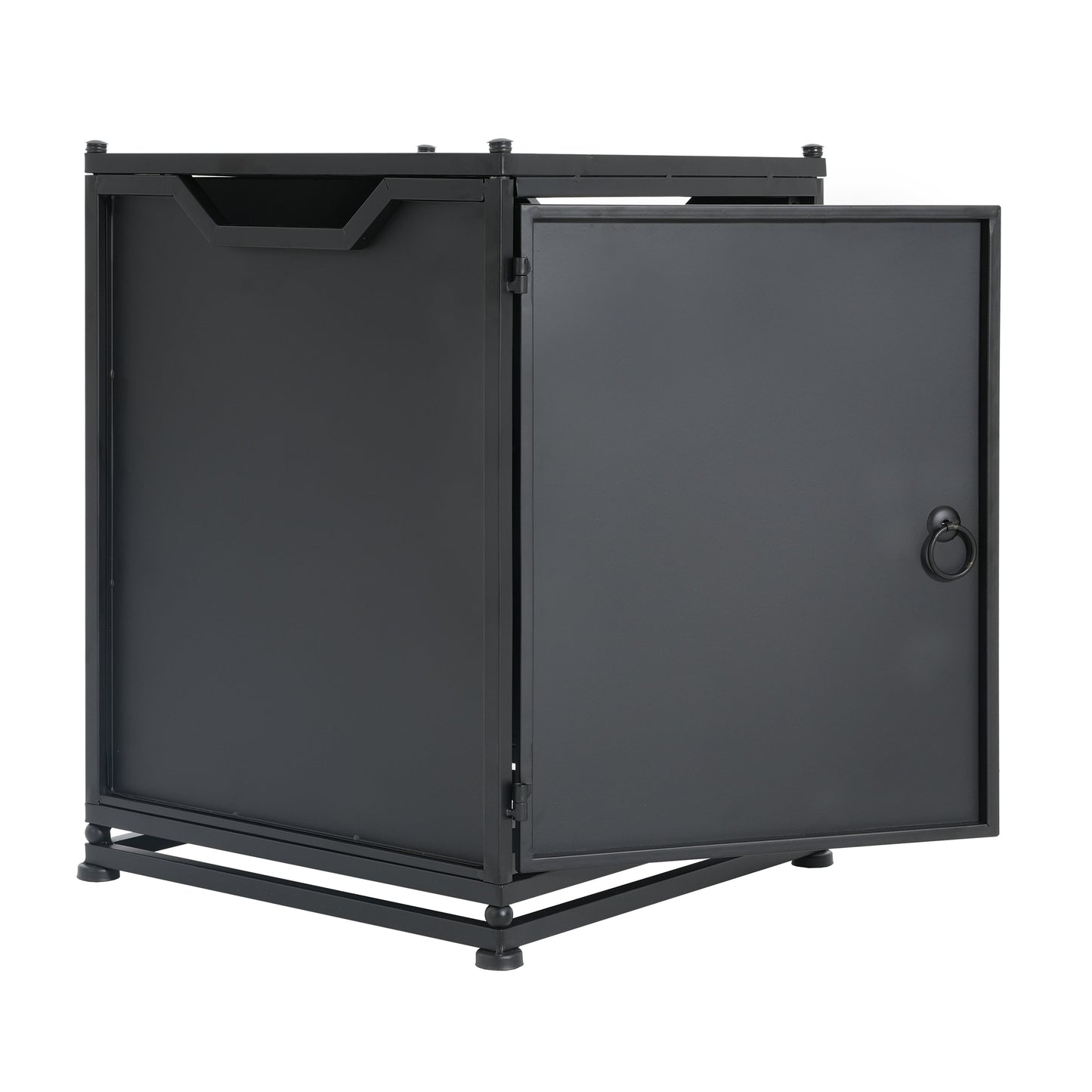 Outdoor Metal Tank Holder Side Table, Matte Black