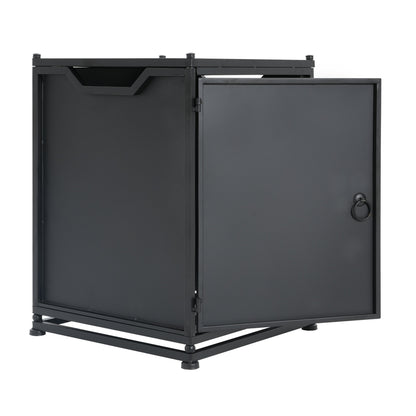 Outdoor Metal Tank Holder Side Table, Matte Black