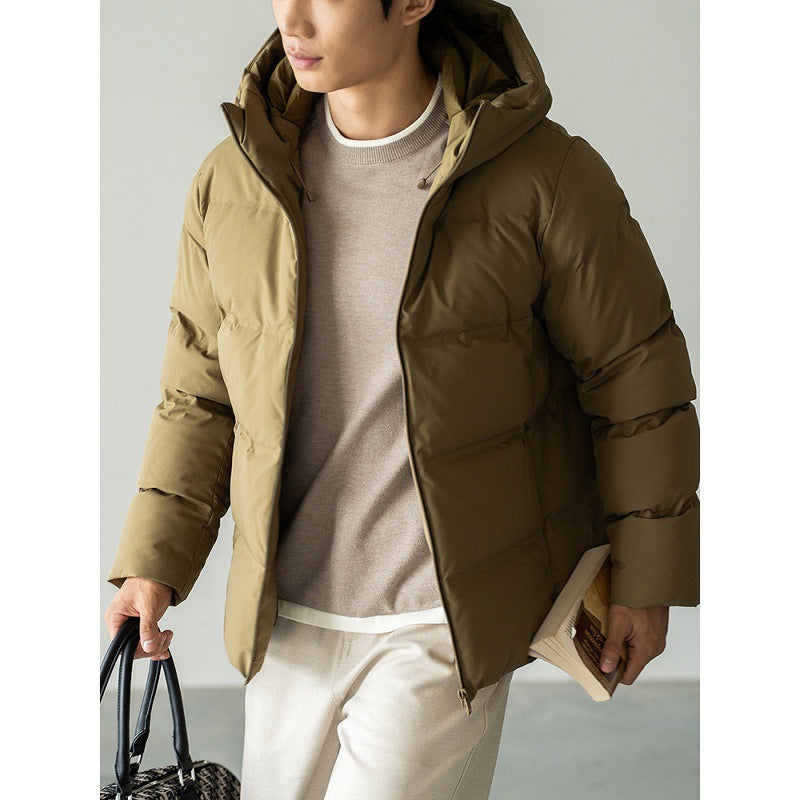 Mens Short Hooded Down Jacket Windproof Waterproof And Warm Coats