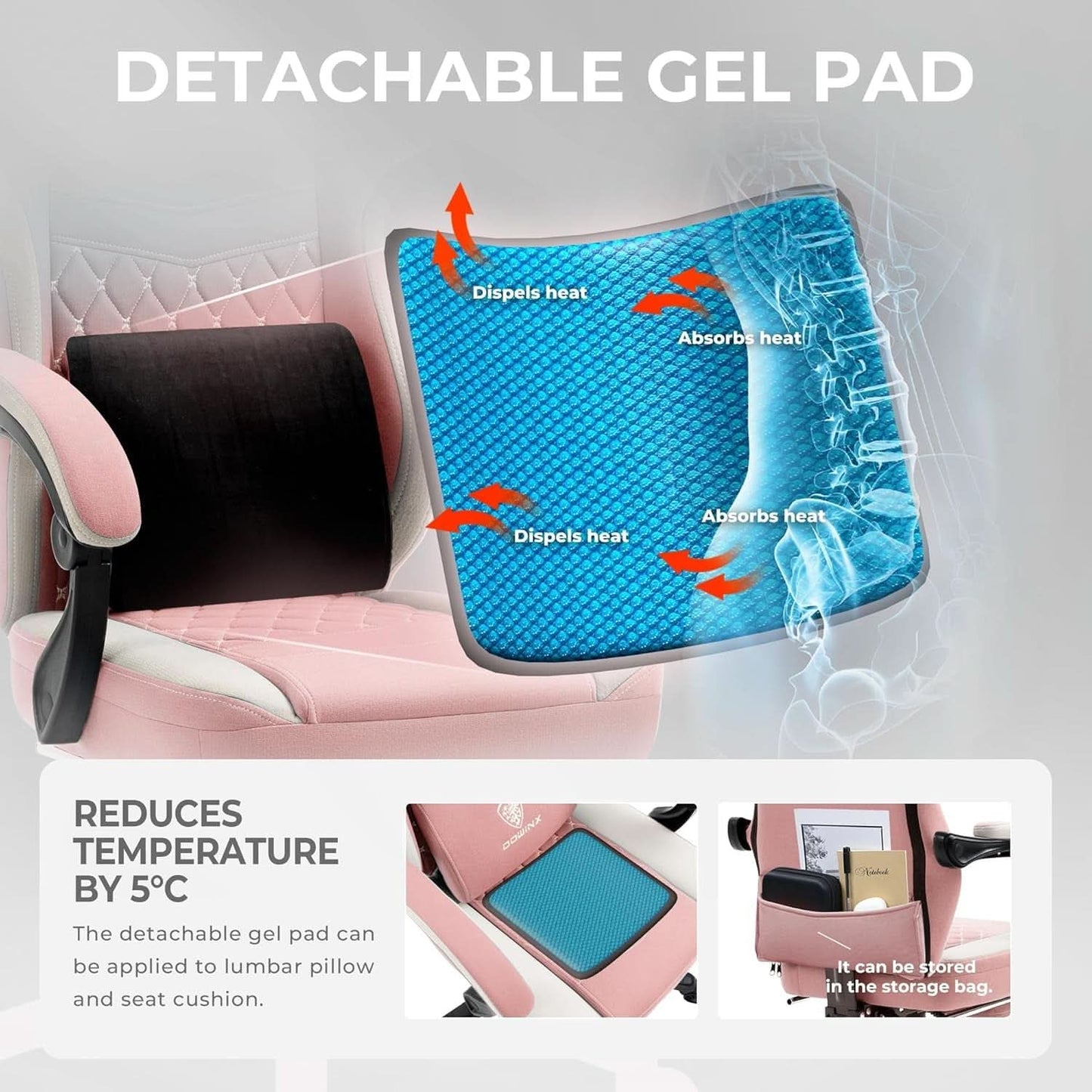 Pink Gaming Chair With Pocket Spring Cushion For Comfort