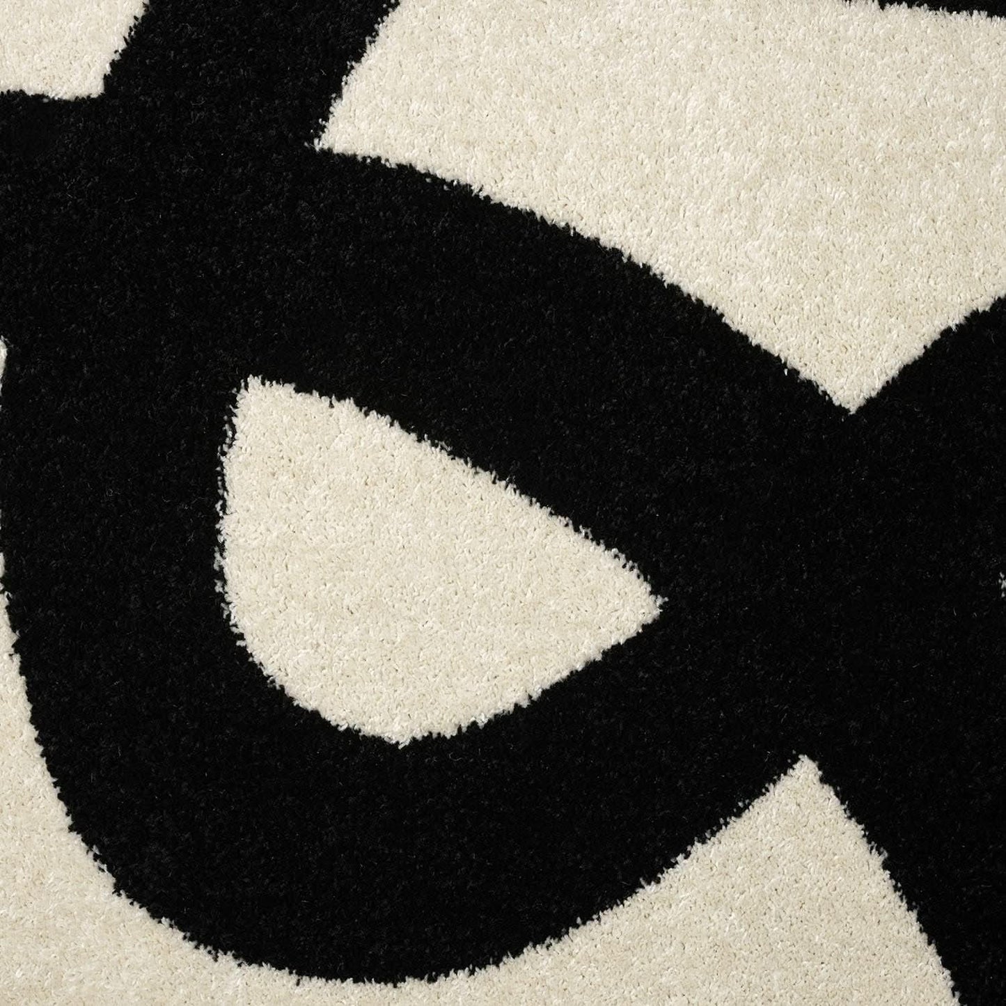 Beige Black Abstract Area Rug 8 By 10 Modern Curved Line