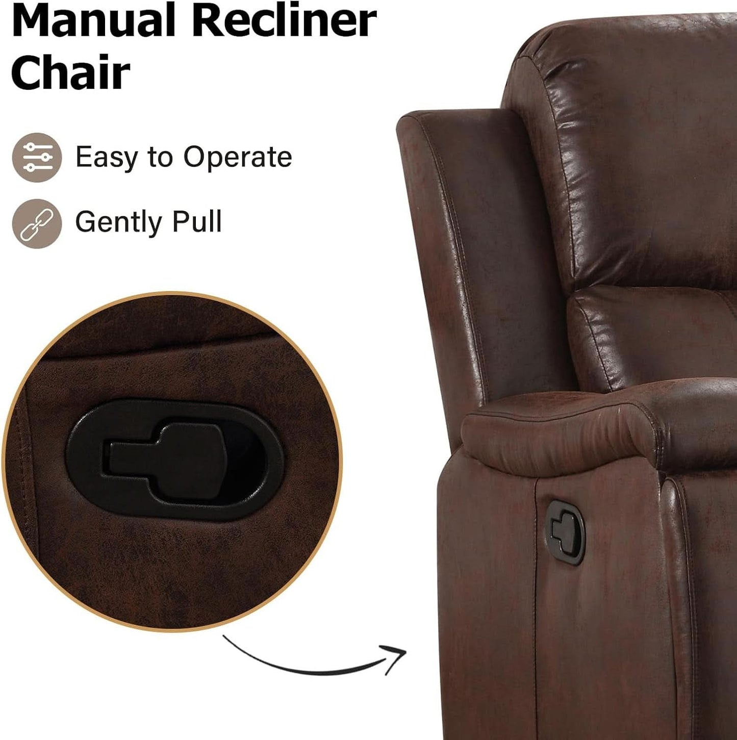 Leather Recliner Chair Red Brown With Concealed Cup Holders