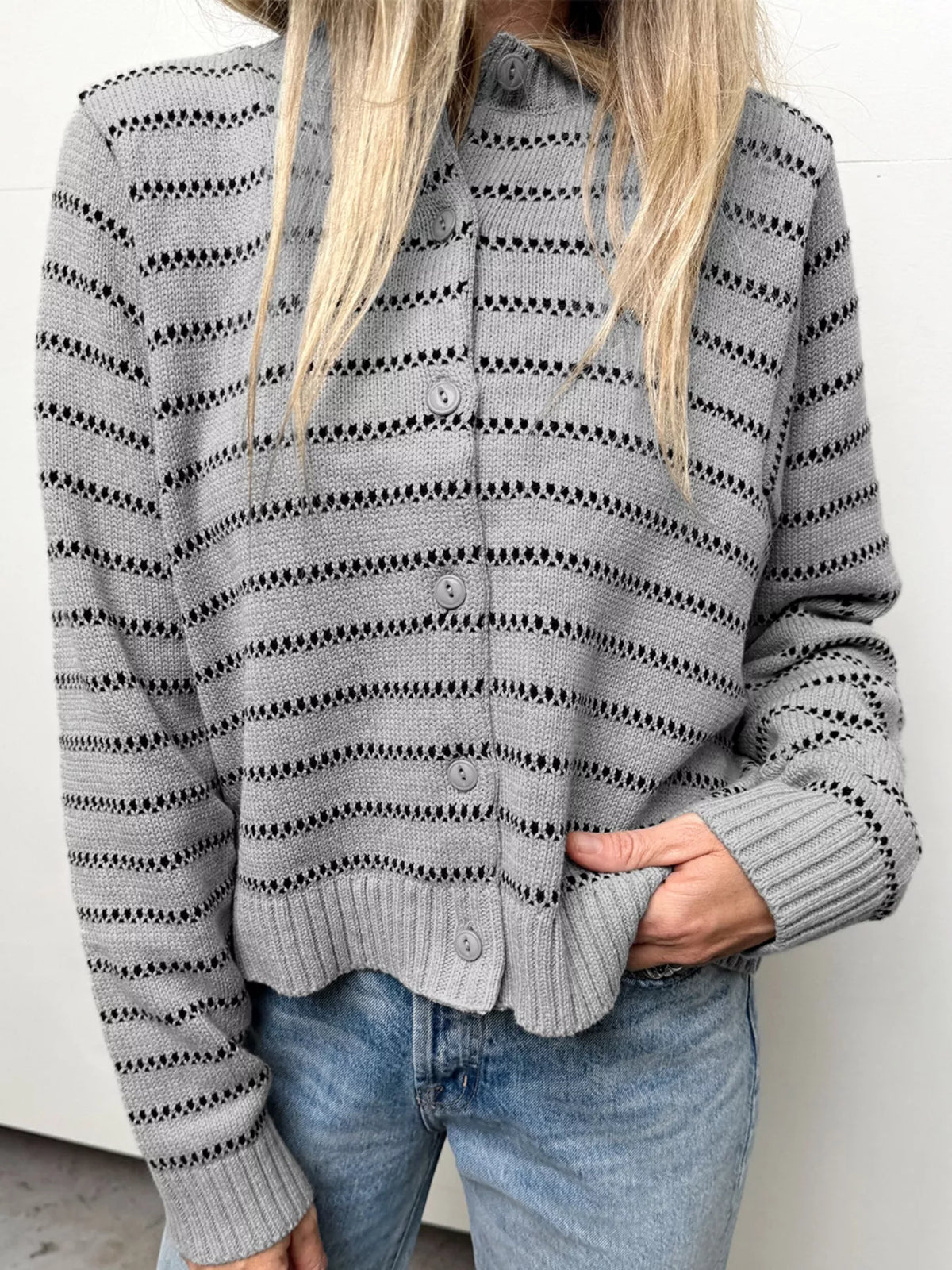 Striped Button Up Cardigan